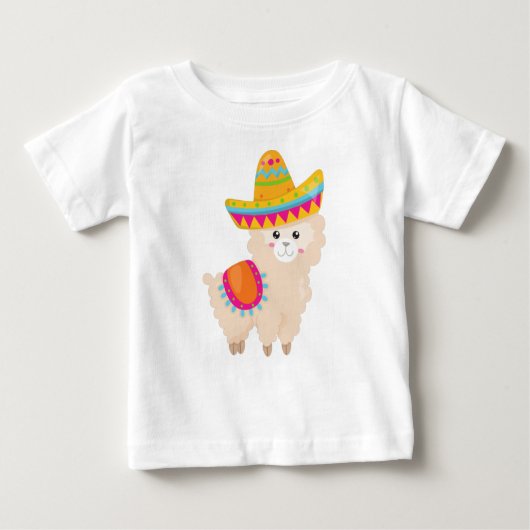 mexikanischer Lama, Niedlicher Llama, Niedlich Alp Baby T-shirt (Vorderseite)