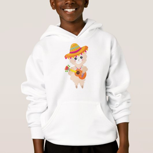 mexikanischer Lama, Niedlicher Llama, Sombrero, Gi Hoodie (Vorderseite)