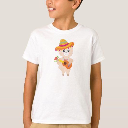 mexikanischer Lama, Niedlicher Llama, Sombrero, Gi T-Shirt (Vorderseite)