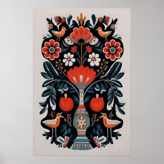 Mexikanischer Lebensbaum-Kunstprint Dunkle Flora B Poster (Vorne)