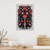 Mexikanischer Lebensbaum-Kunstprint Dunkle Flora B Poster (Küche)