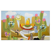 Mexikanischer Mann Donkey Dog Sombrero Gelbes Gewe Stoff (Fat Quarter (45,7 x 55,9 cm))