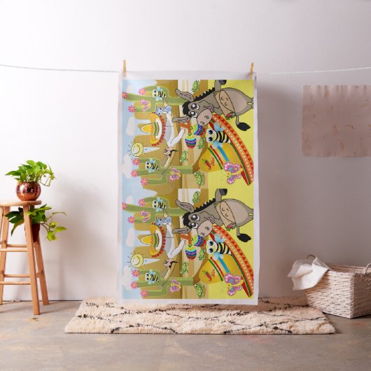 Mexikanischer Mann Donkey Dog Sombrero Gelbes Gewe Stoff (Beispiel)