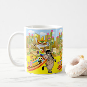 Mexikanischer Mann Esel Sombrero Schmetterling Gel Kaffeetasse