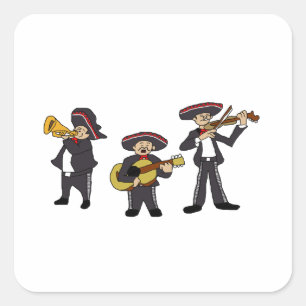 Mexikanischer Mariachi Band Fiesta Music Cartoon A Quadratischer Aufkleber