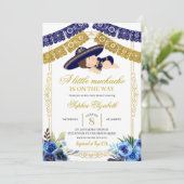 Mexikanischer Marine Blau und Gold Charro Big Boy Einladung (Stehend Vorderseite)