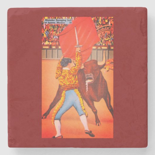 Mexikanischer Matador zeigt auf, Raging Bull Steinuntersetzer (Vorderseite)