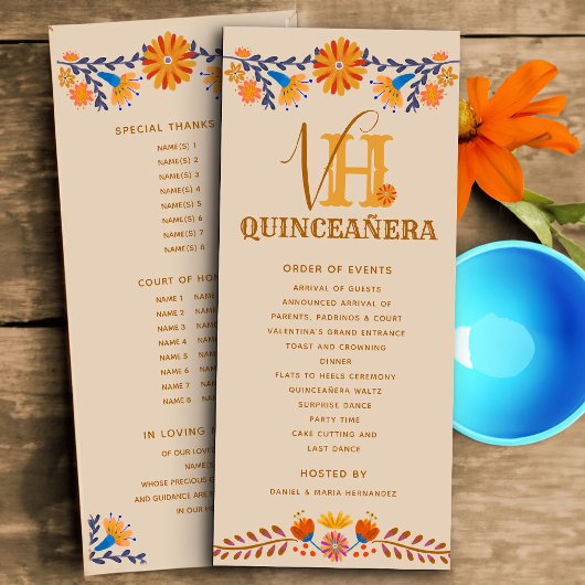 Mexikanischer Mit Monogramm Western Quinceanera Programm