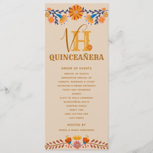 Mexikanischer Mit Monogramm Western Quinceanera Programm (Vorderseite)