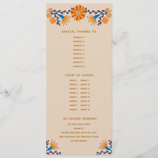 Mexikanischer Mit Monogramm Western Quinceanera Programm (Rückseite)