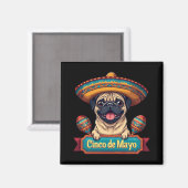 Mexikanischer Mops Dog Sombrero Cinco De Mayo Magnet (Vorderseite/Rückseite)
