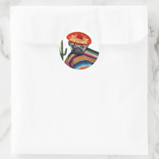 Mexikanischer Mops Runder Aufkleber (Tasche)