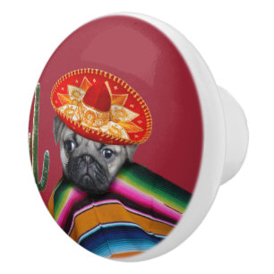 Mexikanischer Mopshund Keramikknauf