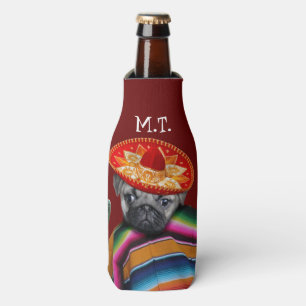 Mexikanischer Mopshundepersonalisierte Flasche Flaschenkühler