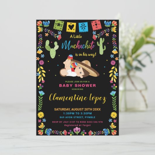 Mexikanischer Niedlicher Kleine Muchachito Kinderd Einladung (Stehend Vorderseite)