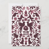 Mexikanischer Otomi-Hochzeitsempfang - Burgund Einladung (Rückseite)