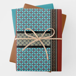 mexikanischer Patchwork-Stil 3 Geschenkpapier Set