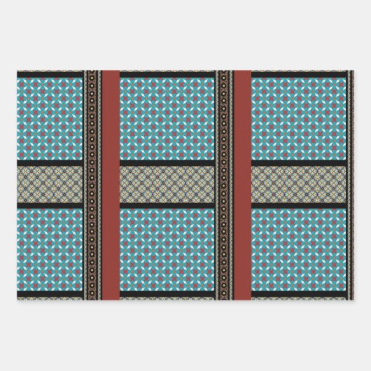 mexikanischer Patchwork-Stil 3 Geschenkpapier Set (Vorderseite)