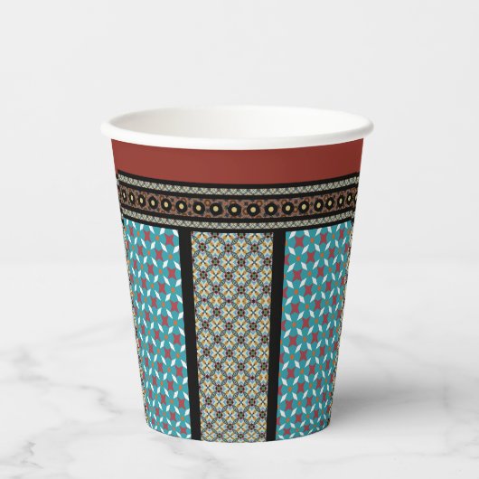 mexikanischer Patchwork-Stil 3 Pappbecher (Vorderseite)