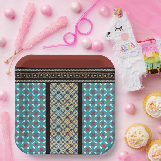 mexikanischer Patchwork-Stil 3 Pappteller (Party)