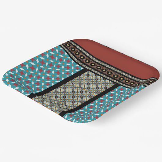 mexikanischer Patchwork-Stil 3 Pappteller (Gewinkelt)