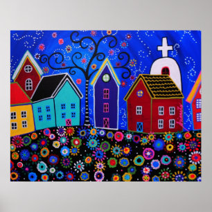 MEXIKANISCHER PUEBLO II STADTPRISARTEN POSTER