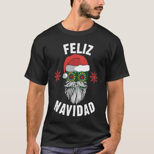 Mexikanischer Santa Feliz Navidad Heiliger Zucker T-Shirt (Vorderseite)