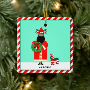 Mexikanischer Santa Feliz Navidad Keramikornament