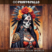 mexikanischer Santa Muerte mit Blume geschmückt Seidenpapier