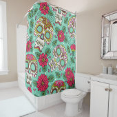 mexikanischer Schädel und Blume, nahtlos. Duschvorhang (Beispiel)