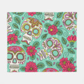 mexikanischer Schädel und Blume, nahtlos. Fleecedecke (Vorderseite (Horizontal))