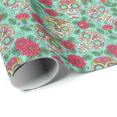 mexikanischer Schädel und Blume, nahtlos. Geschenkpapier (Rolleneckpunkt)