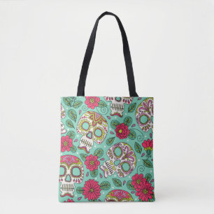 mexikanischer Schädel und Blume, nahtlos. Tasche