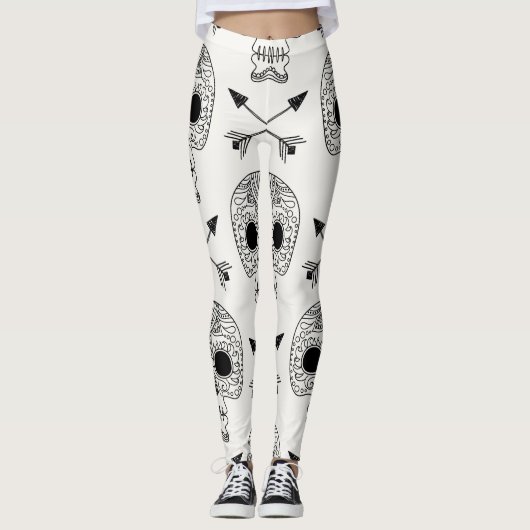 Mexikanischer Schädeltag Leggings (Vorderseite)
