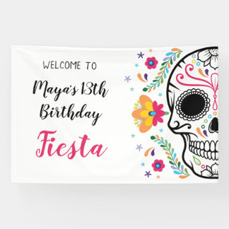 Mexikanischer Schäferfloral Fiesta zum Geburtstag Banner