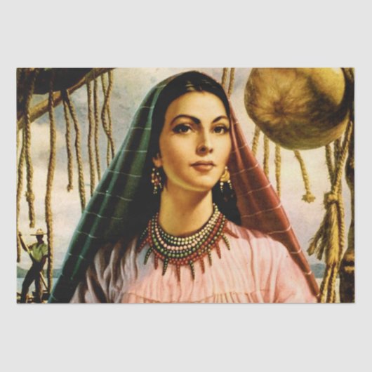 Mexikanischer schöner Kalender Mädchen auf dem Fis Seidenpapier (Vorderseite)