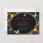 Mexikanischer Schwarzer Schmetterling Quinceanera Mitteilungskarte (Vorderseite)