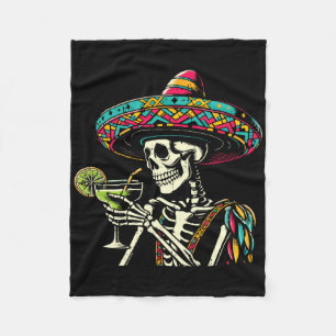 Mexikanischer Skelett-Sombrero Cinco De Mayo Mexik Fleecedecke