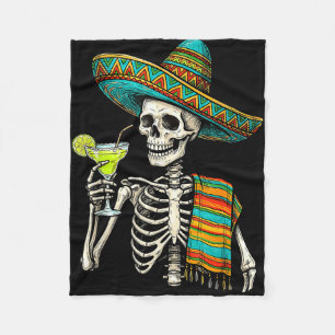 Mexikanischer Skelett-Sombrero Cinco de Mayo Mexik Fleecedecke