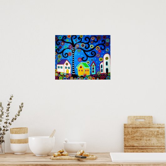 MEXIKANISCHER STADTBAUM MIT LEBENSBILDUNG POSTER (Küche)