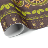 Mexikanischer Stamm Brown Gold Green Geschenkpapier (Rolleneckpunkt)
