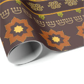 Mexikanischer Stamm Brown Gold Green Geschenkpapier (Rolleneckpunkt)
