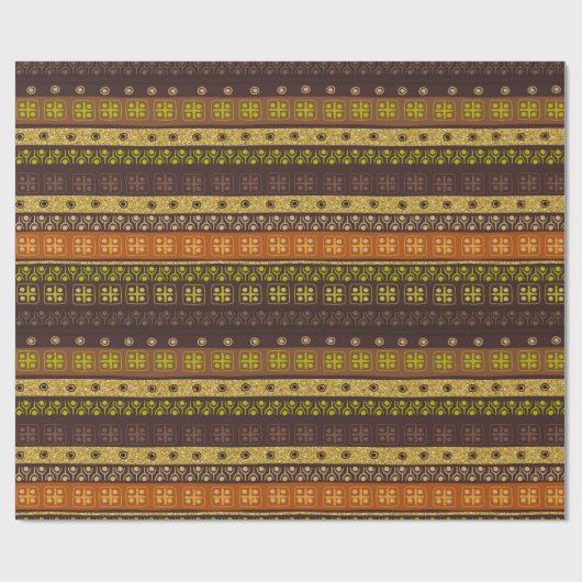 Mexikanischer Stamm Brown Gold Green Geschenkpapier (Flach)