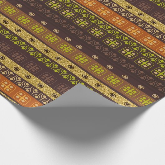 Mexikanischer Stamm Brown Gold Green Geschenkpapier (Ecke)