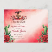 Mexikanischer Stil Quinceñera Save the Date Postkarte (Vorderseite)