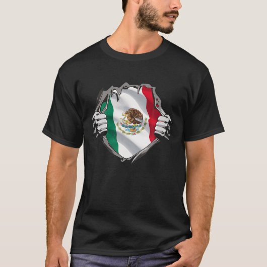 Mexikanischer Superheld Mexiko Flag Bandera Mexica T-Shirt (Vorderseite)