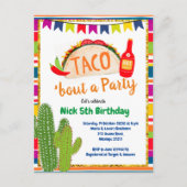 Mexikanischer Taco Bout ein Party Einladung Geburt Postkarte (Vorderseite)