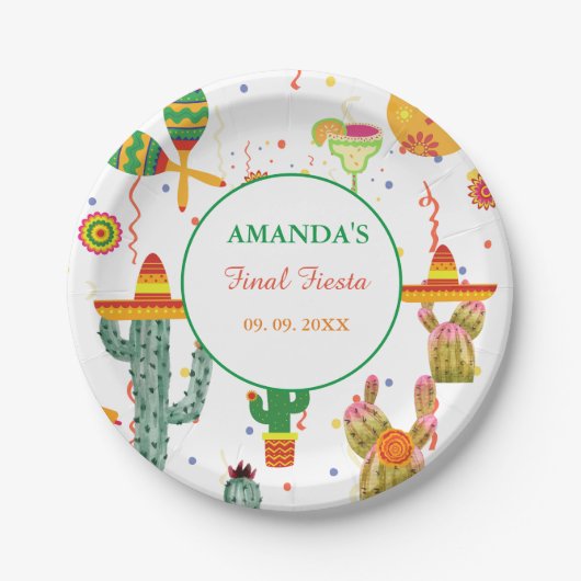 Mexikanischer Taco-Bout-Liebe-Junggeselinnen-Absch Pappteller (Vorderseite)