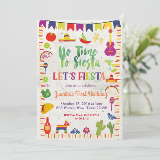 Mexikanischer Taco Einladung zum 1. Geburtstag (Stehend Vorderseite)