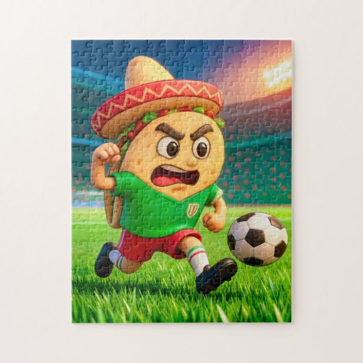 mexikanischer Taco-Fußballspieler läuft über das S Puzzle (Vertikal)